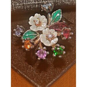 Italian Women's Size 7  Sterling Silver 925 Rhodolite & Diopside NEW